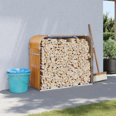 VidaXL Haardhoutopslag 120x45x100 cm gegalvaniseerd staal houtlook