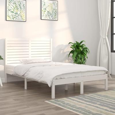 Bedframe massief hout wit 120x190 cm