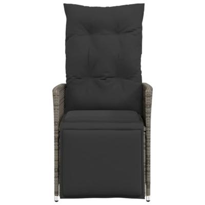 Tuinstoelen 2 st verstelbaar met kussens poly rattan grijs