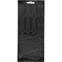 Creativ Company Stickers, stropdassen, vel 10x23 cm, zwart, 1 vel - thumbnail