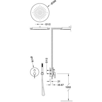 Regendouche set Tres Study | Inbouw | Mengkraan | 2-weg | Rond | Chroom - thumbnail