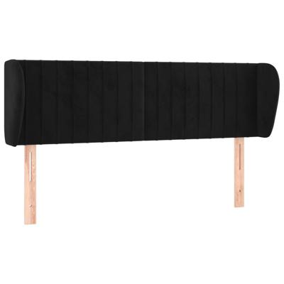 Hoofdbord met randen 147x23x78/88 cm fluweel zwart