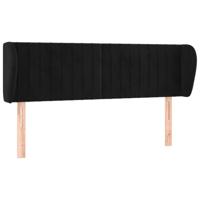 Hoofdbord met randen 147x23x78/88 cm fluweel zwart - thumbnail