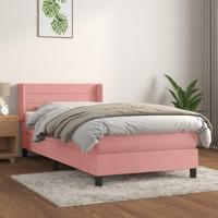 Boxspring met matras fluweel roze 90x200 cm - thumbnail