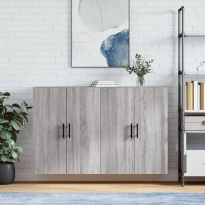 Hangkasten 2 st 69,5x34x90 cm grijs sonoma eikenkleurig