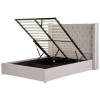 Beliani-LUBBON-Bed met opbergruimte-Grijs-160 x 200 cm-Fluweel - thumbnail
