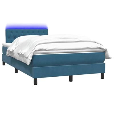 Boxspring met matras en LED fluweel donkerblauw 120x210 cm