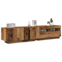 Tv-meubel met LED 180x35x40 cm bewerkt hout oud hout - thumbnail