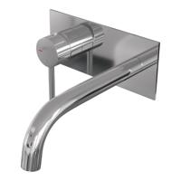 Brauer Stripe inbouw wastafelmengkraan met gebogen uitloop en afdekplaat model A2 chroom - thumbnail