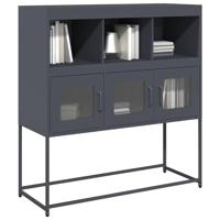 Dressoir 100,5x39x107 cm koudgewalst staal antracietkleurig - thumbnail