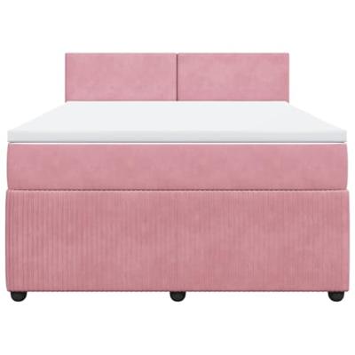 Boxspring met matras fluweel roze 160x200 cm