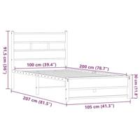 Bedframe zonder matras metaal bruin eikenkleurig 100x200 cm - thumbnail