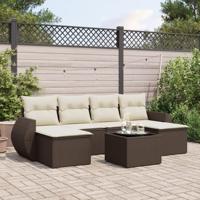 7-delige Loungeset met kussens poly rattan bruin - thumbnail