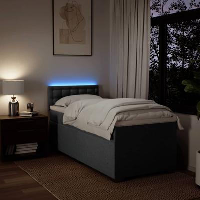 Boxspring met matras stof donkergrijs 90x200 cm