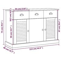 Dressoir met lades VIGO 113x40x75 cm massief grenenhout wit - thumbnail