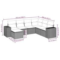 7-delige Loungeset met kussens poly rattan lichtgrijs - thumbnail