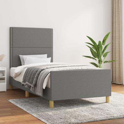 Bedframe zonder matras 90x190 cm stof donkergrijs