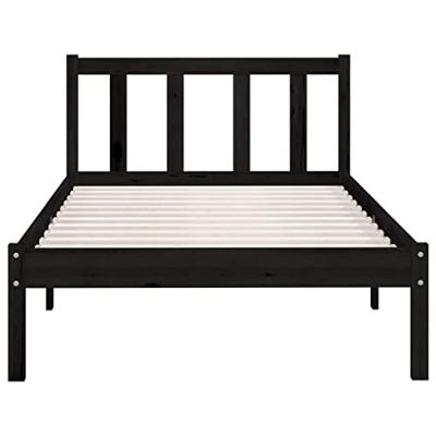 VidaXL Bedframe massief grenenhout zwart 75x190 cm