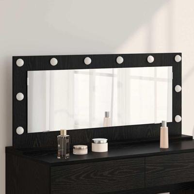 VidaXL Schmink spiegel rechthoekig zwart eiken 100 x 45 x 18 cm