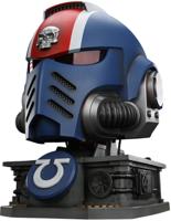Warhammer 40K: Space Marine 2 Replica - Ultramarines Lieutenant Titus Helmet (with Display Stand) - thumbnail