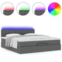 Ottoman bed met matras en LED's 160x200cm stof donkergrijs - thumbnail