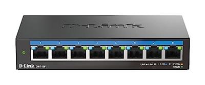 D-Link DMS-108 8-Port Multi-Gigabit Unmanaged Desktop Switch met acht 2.5G, Fanless, Low Profile, Compact, Metalen behuizing, QoS, Plug & Play
