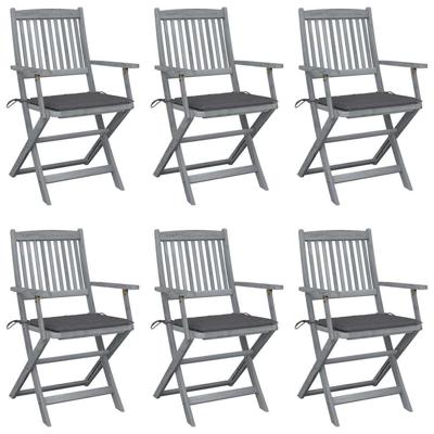 Tuinstoelen 6 st inklapbaar met kussens massief acaciahout Tuinstoelen 6 st inklapbaar met kussens massief acaciahout