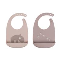 Set van 2 Croco siliconen slabbetjes DONE BY DEER rozen - thumbnail