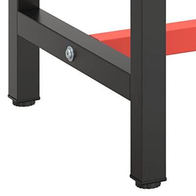 Werkbankframe 190x50x79 cm metaal matzwart en matrood - thumbnail