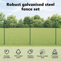 VidaXL Hek met paal groen 1,2 x 10 m staal en pvc - thumbnail