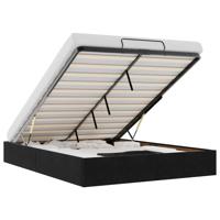 Ottoman bedframe zonder matras 160x200 cm fluweel zwart - thumbnail