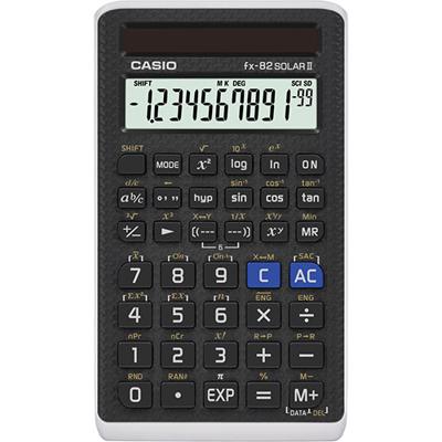 Casio FX-82SOLARII Schoolrekenmachine Zwart Aantal displayposities: 10 werkt op zonne-energie (b x h x d) 71 x 10 x 134 mm Casio FX-82SOLARII Schoolrekenmachine Zwart Aantal displayposities: 10 werkt op zonne-energie (b x h x d) 71 x 10 x 134 mm