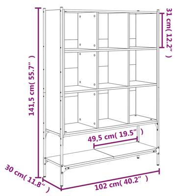 Boekenkast 102x30x141,5 cm bewerkt hout zwart