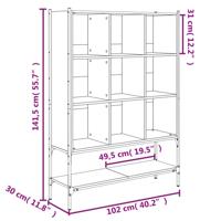 Boekenkast 102x30x141,5 cm bewerkt hout zwart - thumbnail