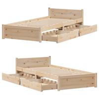Bedframe zonder matras massief grenenhout 75x190 cm - thumbnail