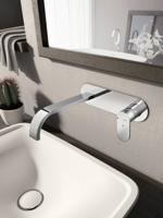 Wastafelmengkraan Hotbath Friendo 3+3 Inbouwsysteem Achterplaat Cascade Uitloop 19 cm Chroom - thumbnail