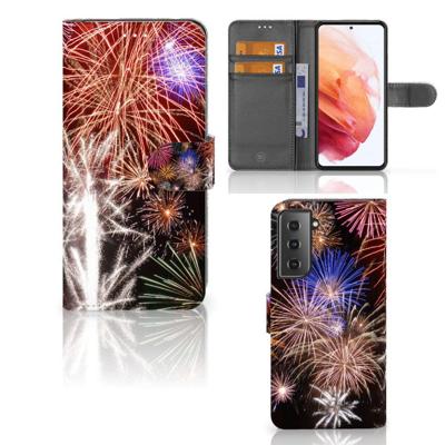 Samsung Galaxy S21 | Wallet Case | met Pasjes | Vuurwerk Samsung Galaxy S21 | Wallet Case | met Pasjes | Vuurwerk