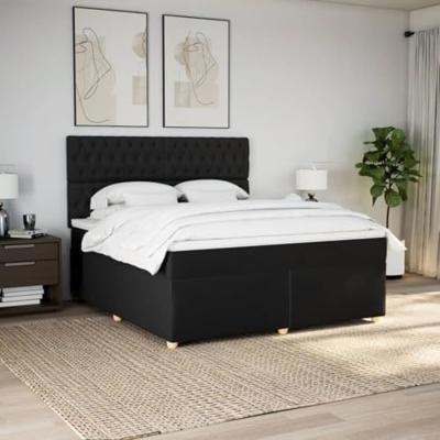 Boxspring met matras stof zwart 180x200 cm