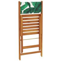 Bistrostoelen 2 st bladpatroon massief acaciahout en stof - thumbnail