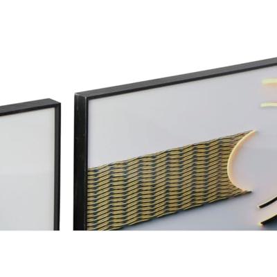 Set van 3 Schilderijen DKD Home Decor Aluminium Hout MDF 240 x 3 x 80 cm (3 Onderdelen) Set van 3 Schilderijen DKD Home Decor Aluminium Hout MDF 240 x 3 x 80 cm (3 Onderdelen)
