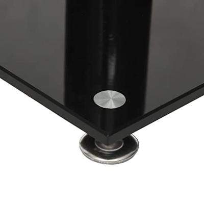 Luidsprekerstandaards 2 st 1 pijler gehard glas zwart en zilver - thumbnail