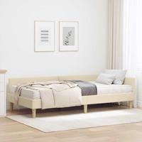 Hoekbedframe met Matras Anders met hoofdeinde 2 pcs Crème Stof - thumbnail