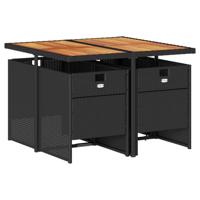 5-delige Tuinset met kussens poly rattan zwart - thumbnail