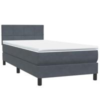 Boxspring met matras fluweel donkergrijs 90x220 cm - thumbnail