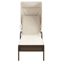 Ligbedden 2 st met luifels en tafel poly rattan bruin - thumbnail