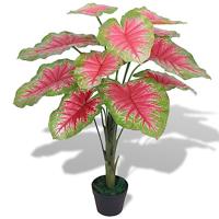 VidaXL Kunstplant caladium met pot 85 cm groen en rood - thumbnail