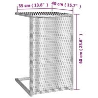 Bijzettafel C-vormig 40x35x60 cm poly rattan bruin - thumbnail