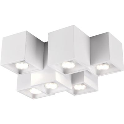 Moderne LED Plafondlamp 6-lichts - GU10 Fitting - Mat Wit Aluminium