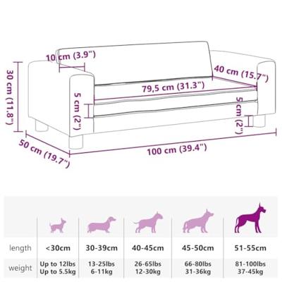 Hondenmand met verlengstuk 100x50x30 cm fluweel blauw