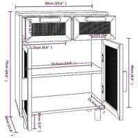 Dressoir 60x30x75 cm massief grenen hout en rattan zwart - thumbnail